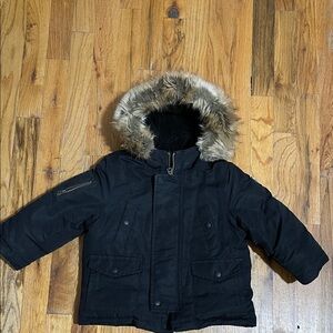 Polo Ralph Lauren - Black Hooded Jacket with Faux Fur Trim
